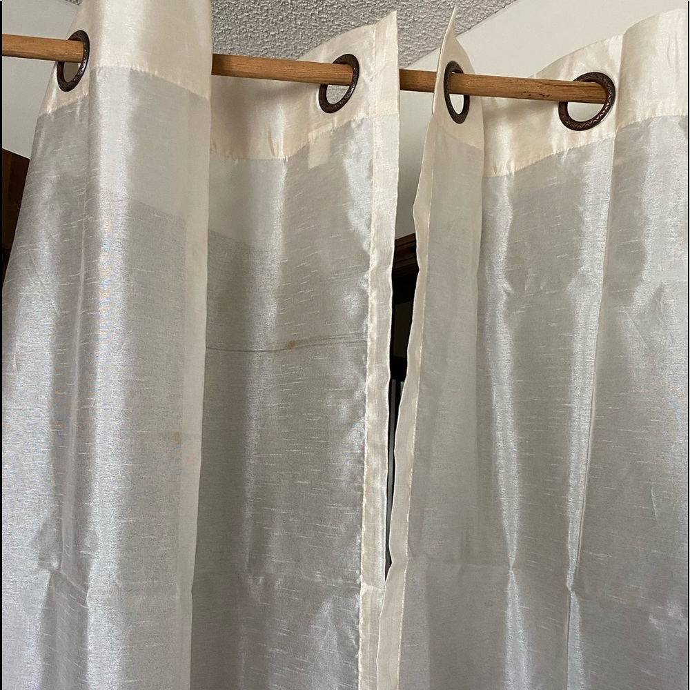 Sheer Panels 2 Cream 6 Brass Rings 100% Polyester